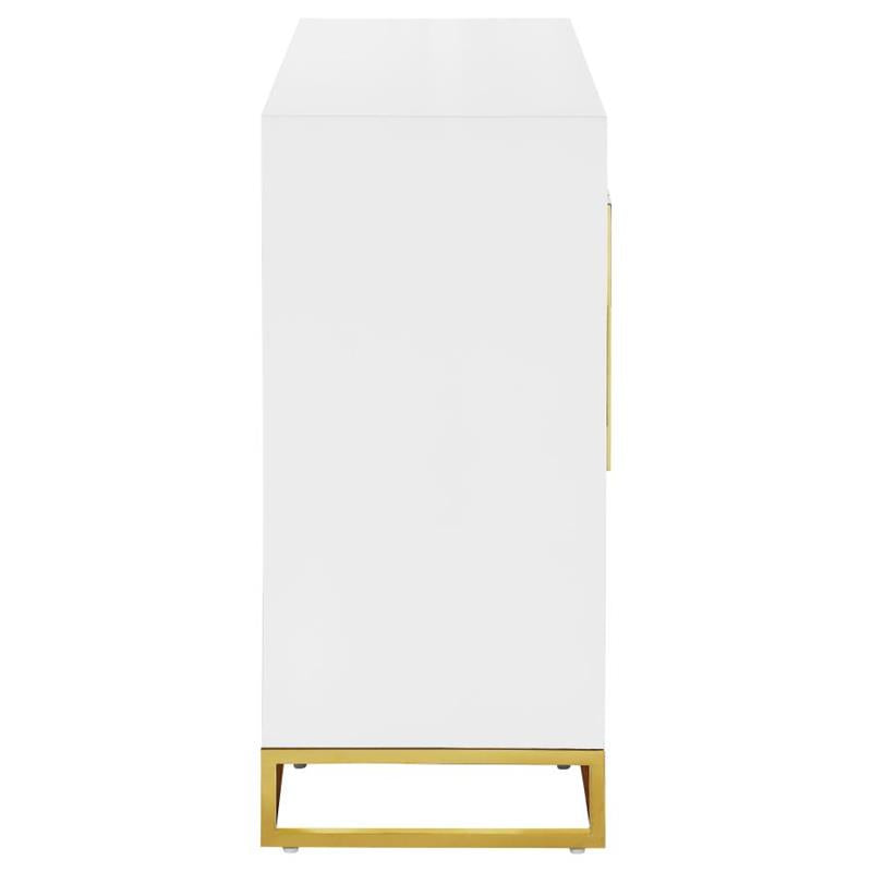 Elsa 2-door Accent Cabinet with Adjustable Shelves White and Gold (959594)