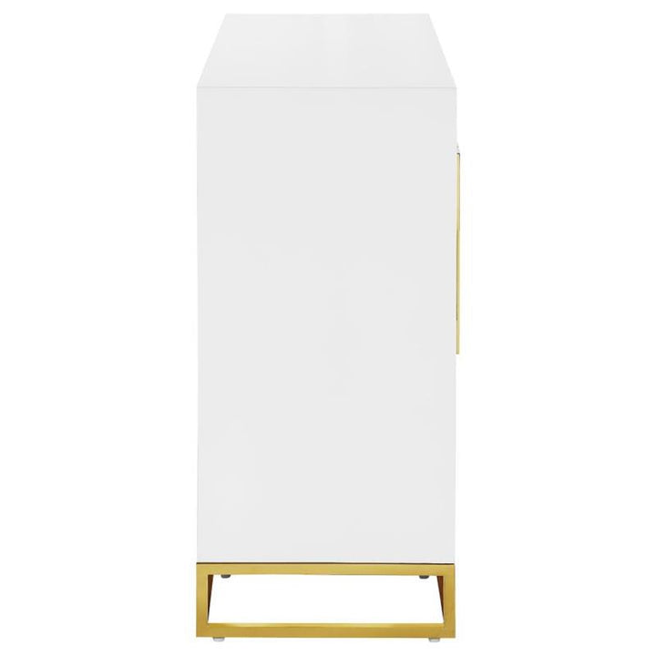 Elsa 2-door Accent Cabinet with Adjustable Shelves White and Gold (959594)