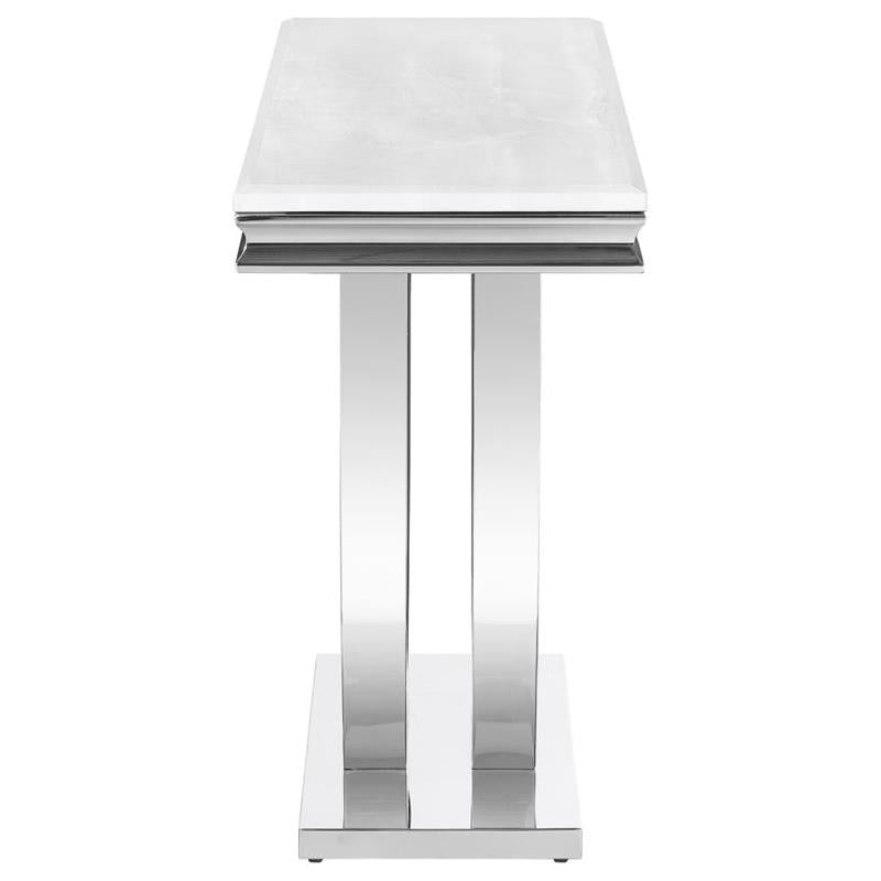 Kerwin U-base Rectangle Sofa Table White and Chrome (708539)