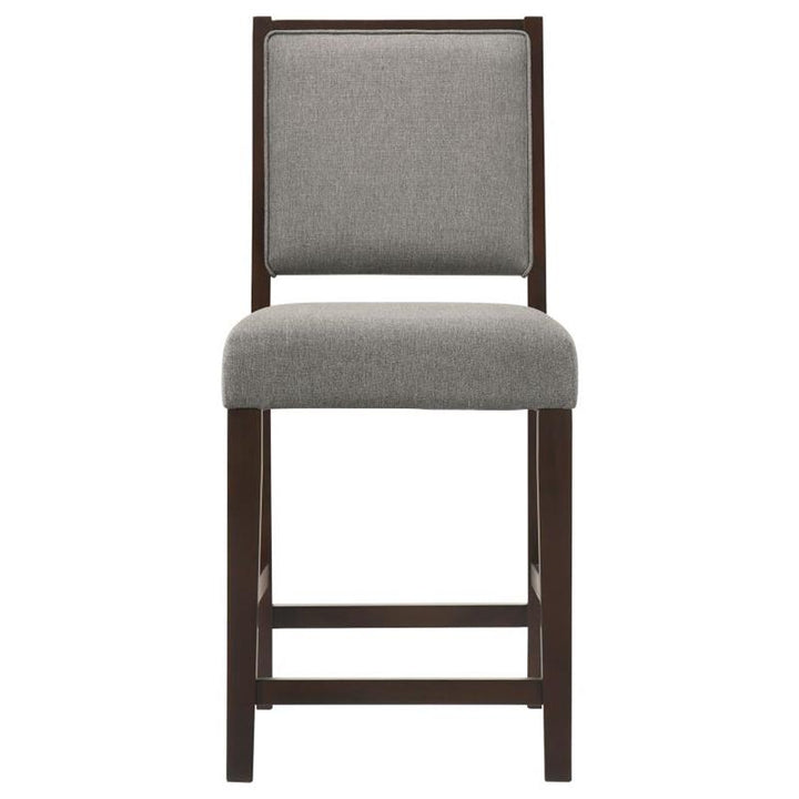 Bedford Upholstered Open Back Counter Height Stools with Footrest (Set of 2) Grey and Espresso (183471)