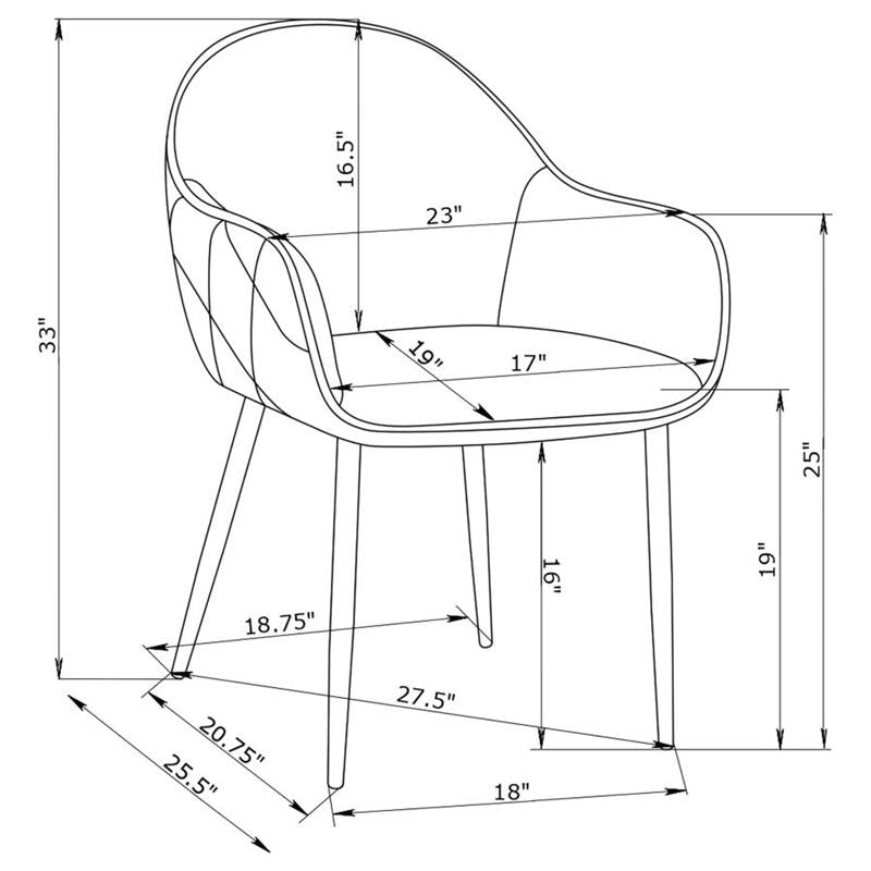 Emma Upholstered Dining Arm Chair Fog Grey and Black (Set of 2) (115592)