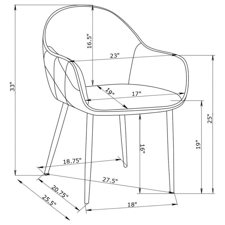 Emma Upholstered Dining Arm Chair Fog Grey and Black (Set of 2) (115592)