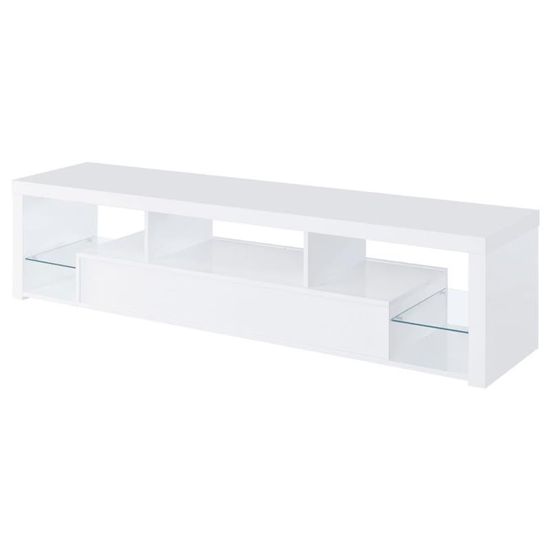 Jude 2-drawer 71" TV Stand With Shelving White High Gloss (704251)