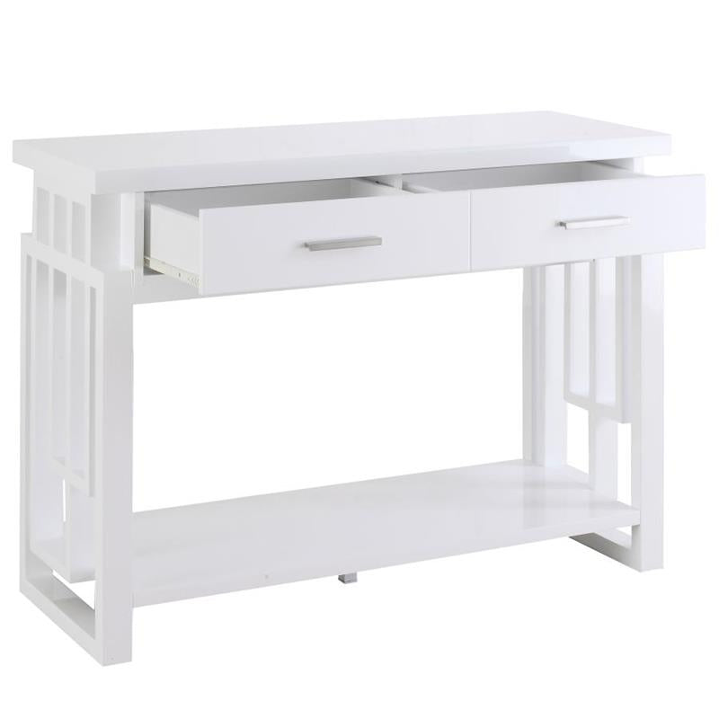 Schmitt Rectangular 2-drawer Sofa Table High Glossy White (705709)