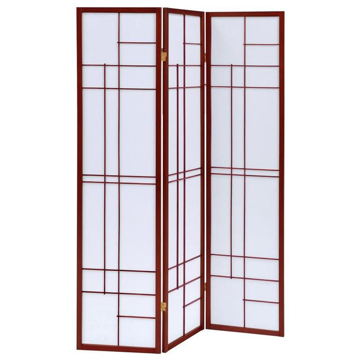 Katerina 3-panel Folding Floor Screen White and Cherry (900110)