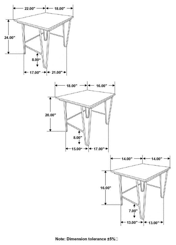 Nayeli 3-piece Nesting Table with Hairpin Legs Natural and Black (935981)