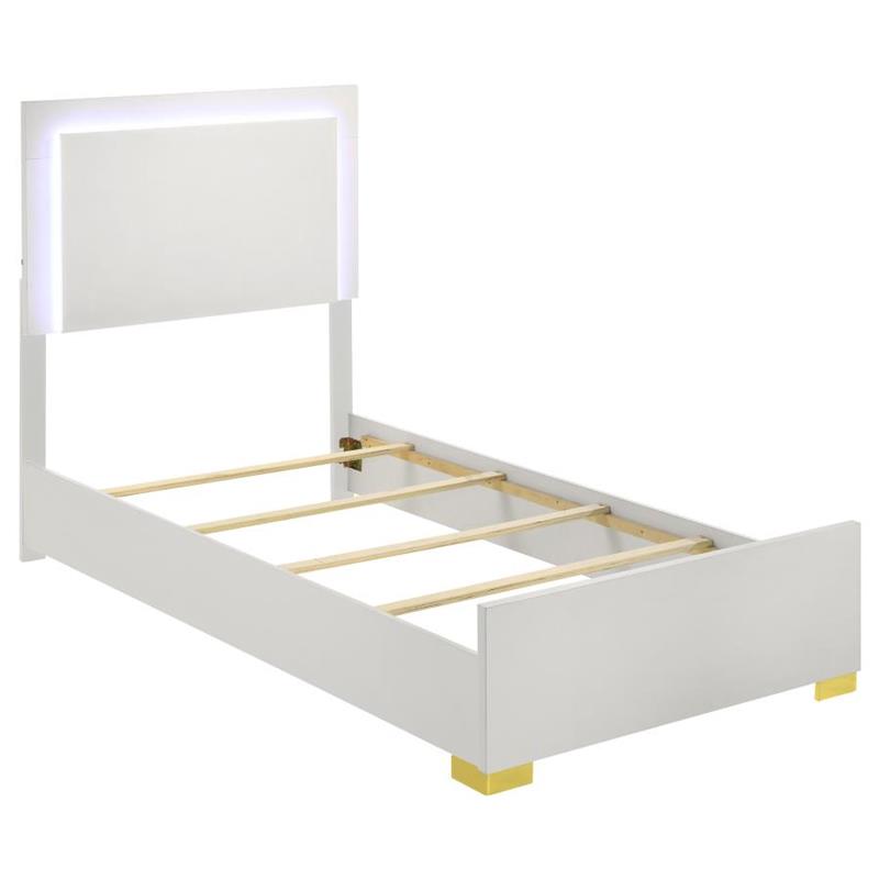 Marceline 5-piece Twin Bedroom Set with LED Headboard White (222931T-S5)