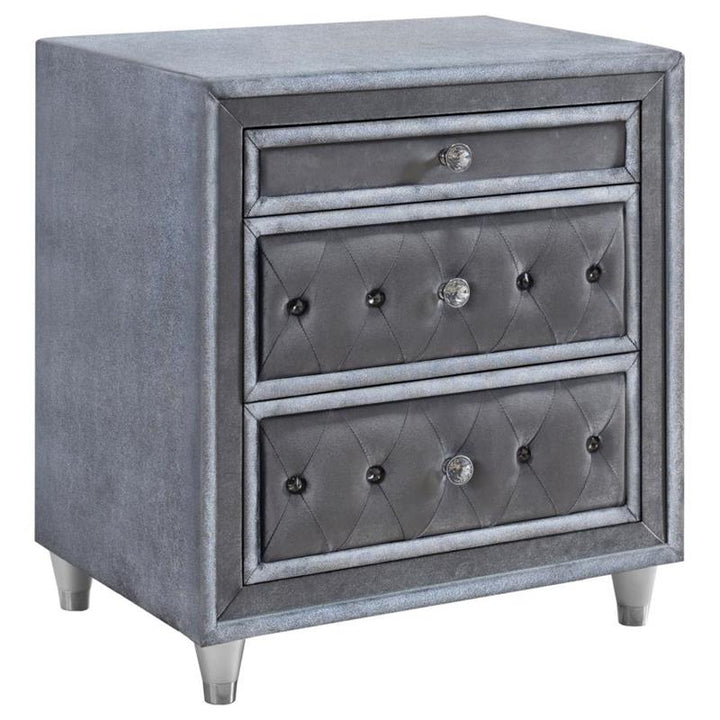 Antonella 3-drawer Upholstered Nightstand Grey (223582)