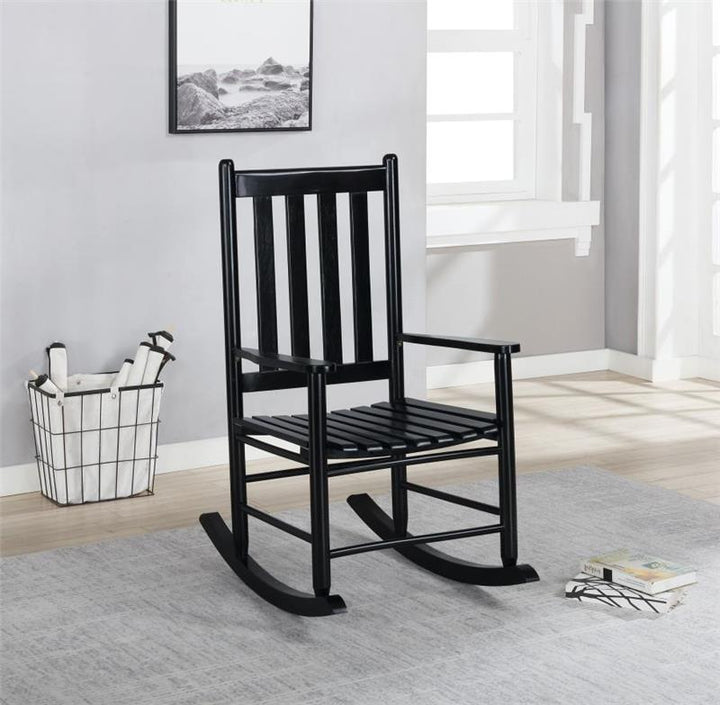 Annie Slat Back Wooden Rocking Chair Black (609456)
