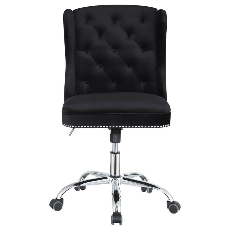 Julius Upholstered Tufted Office Chair Black and Chrome (801995)