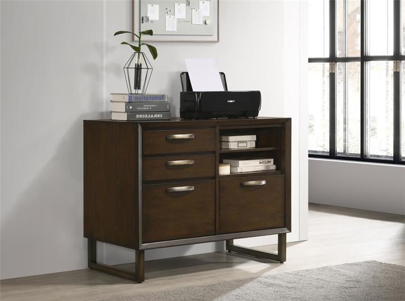 Marshall 4-drawer File Cabinet Dark Walnut and Gunmetal (881294)