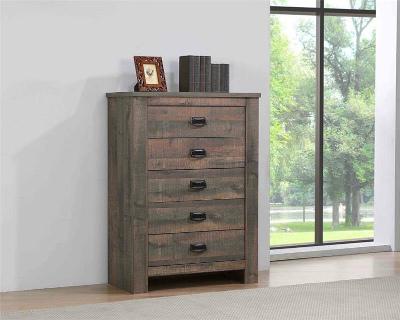 Frederick 5-drawer Chest Weathered Oak (222965)