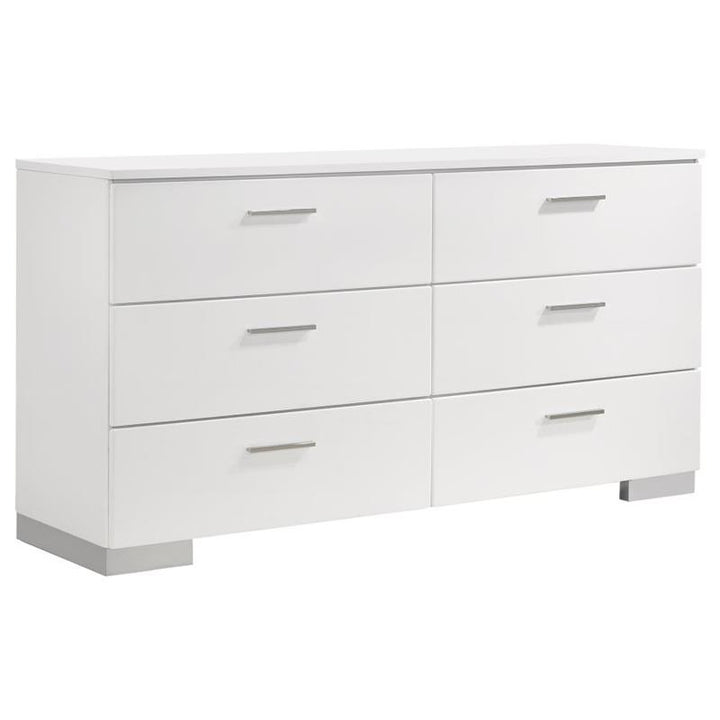 Felicity 6-drawer Dresser Glossy White (203503)