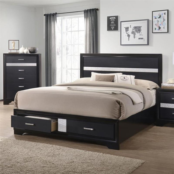 Miranda Queen 2-drawer Storage Bed Black (206361Q)
