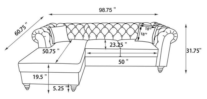 Cecilia Upholstered Tufted Sectional Oatmeal (509457)