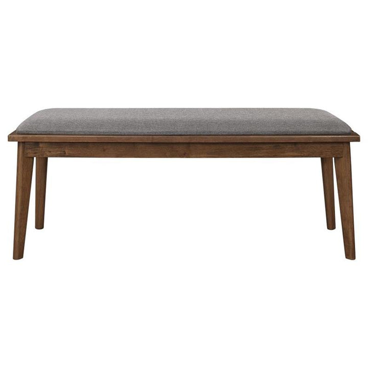 Alfredo Upholstered Dining Bench Grey and Natural Walnut (108083)