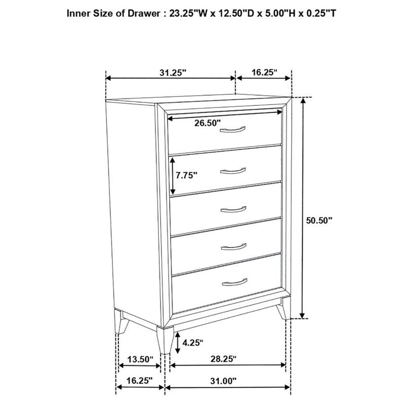 Watson 5-drawer Chest Grey Oak and Black (212425)