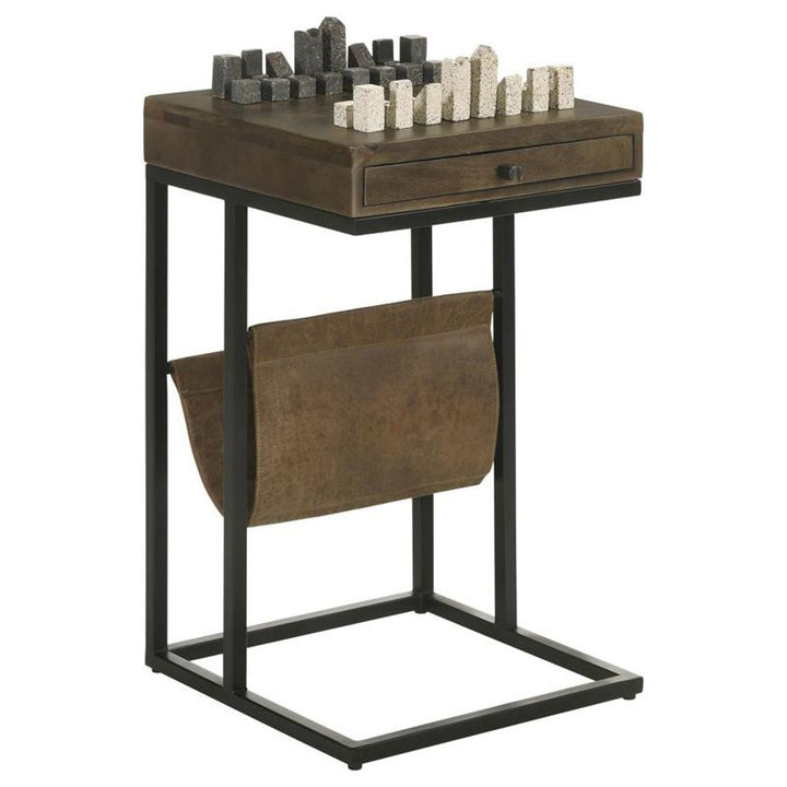 Chessie 1-drawer Square Side Table With Leatherette Sling Tobacco and Black (936135)