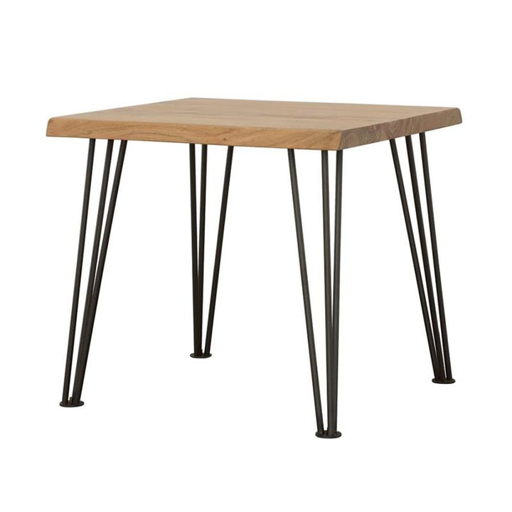 Zander End Table with Hairpin Leg Natural and Matte Black (723497)
