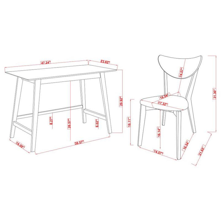 Karri 2-piece Writing Desk Set Walnut (801095)