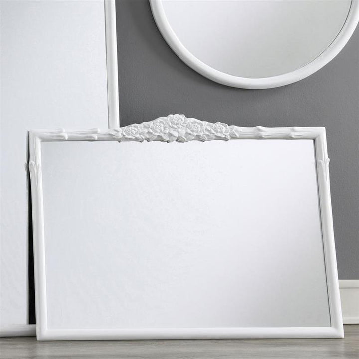 Sylvie French Provincial Rectangular Mantle Mirror White (969531GWT)