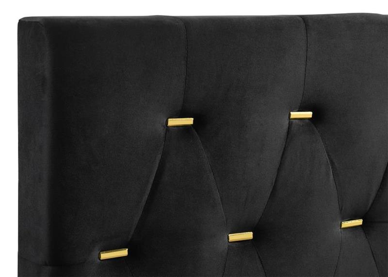 Kendall 5-piece Tufted Panel California King Bedroom Set Black and Gold (224451KW-S5)