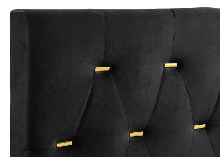 Kendall 5-piece Tufted Panel California King Bedroom Set Black and Gold (224451KW-S5)