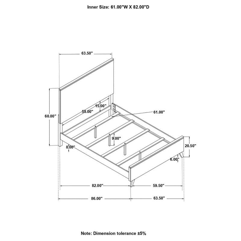 Nathan High Headboard Queen Panel Bed Grey (224601Q)