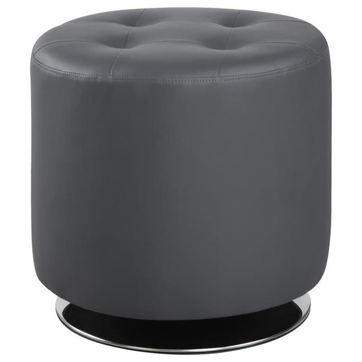 Bowman Round Upholstered Ottoman Grey (500555)