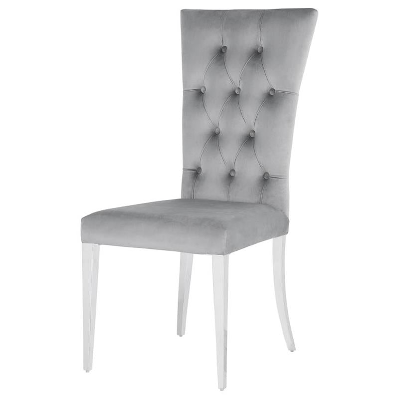 Kerwin Tufted Upholstered Side Chair (Set of 2) Grey and Chrome (111103)