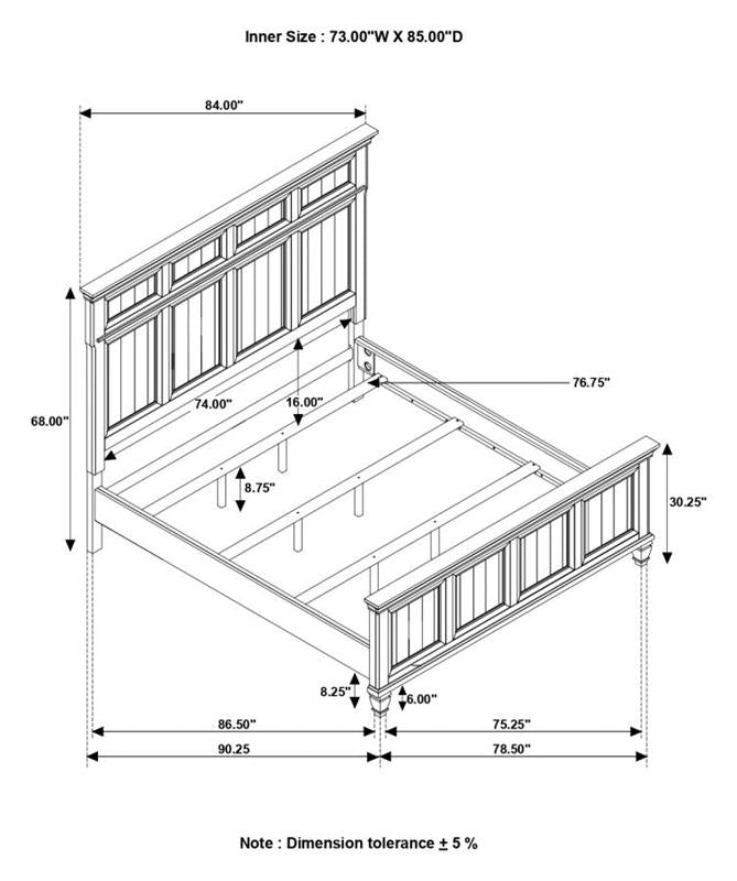 Avenue California King Panel Bed Grey (224031KW)