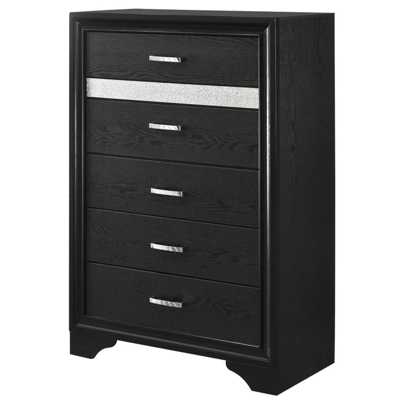 Miranda 5-drawer Chest Black and Rhinestone (206365)