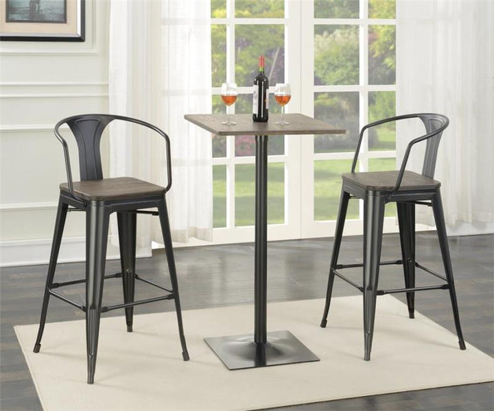 Cavalier Square Bar Table Dark Elm and Matte Black (100730)