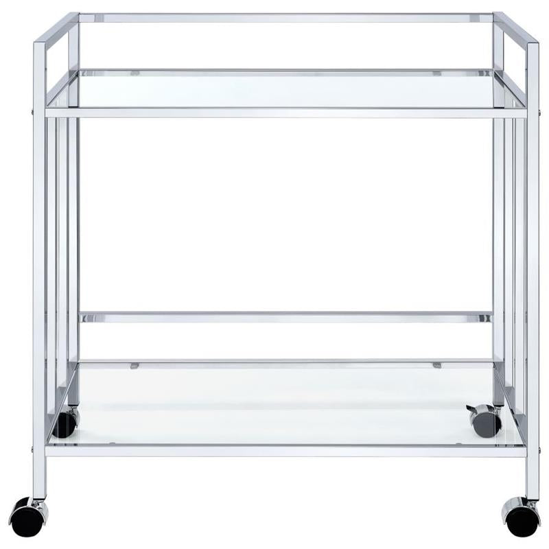 Cara Rectangular Glass Bar Cart Chrome (181382)