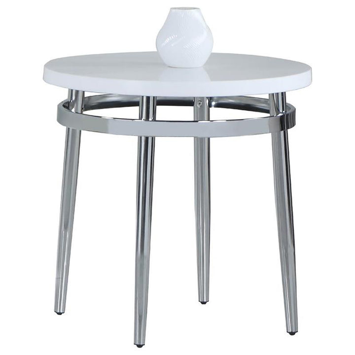 Avilla Round End Table White and Chrome (722967)