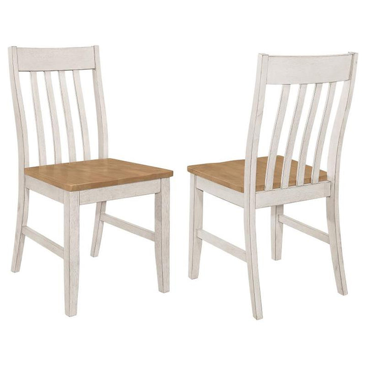 Kirby Slat Back Side Chair (Set of 2) Natural and Rustic Off White (192692)