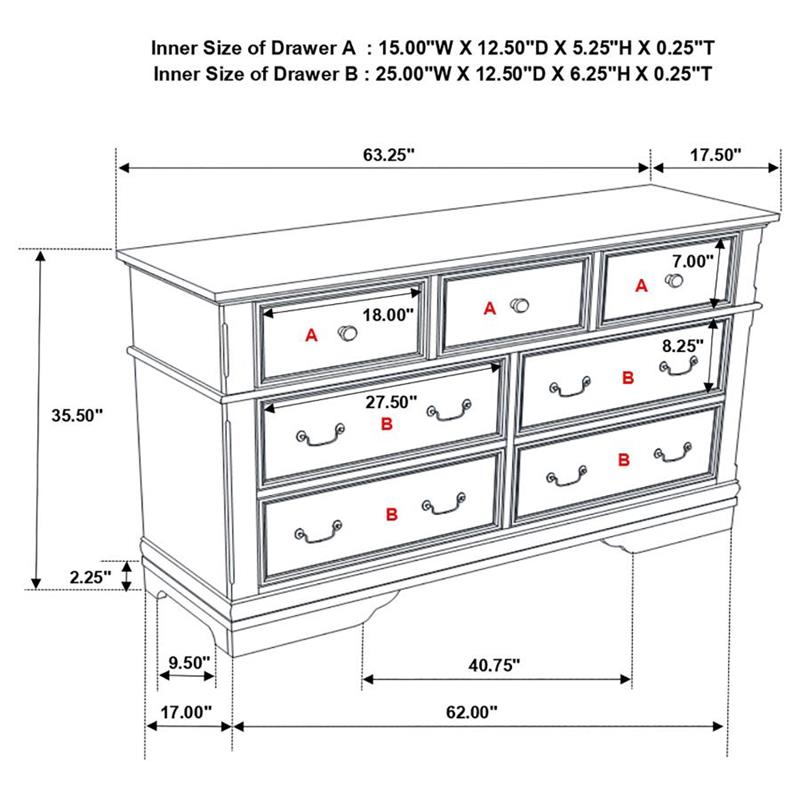 Cambridge 7-drawer Rectangular Dresser Cappuccino (203193)