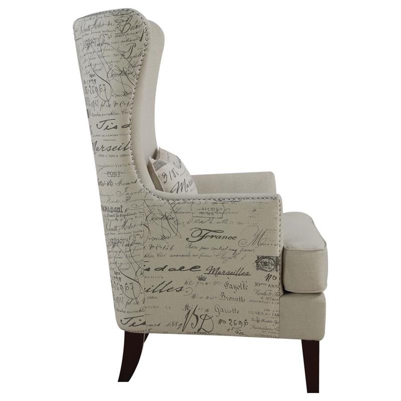 Pippin Curved Arm High Back Accent Chair Cream (904047)