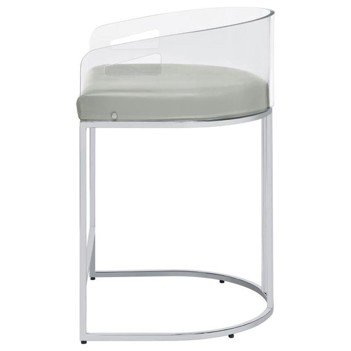 Thermosolis Acrylic Back Counter Height Stools Grey and Chrome (Set of 2) (183405)