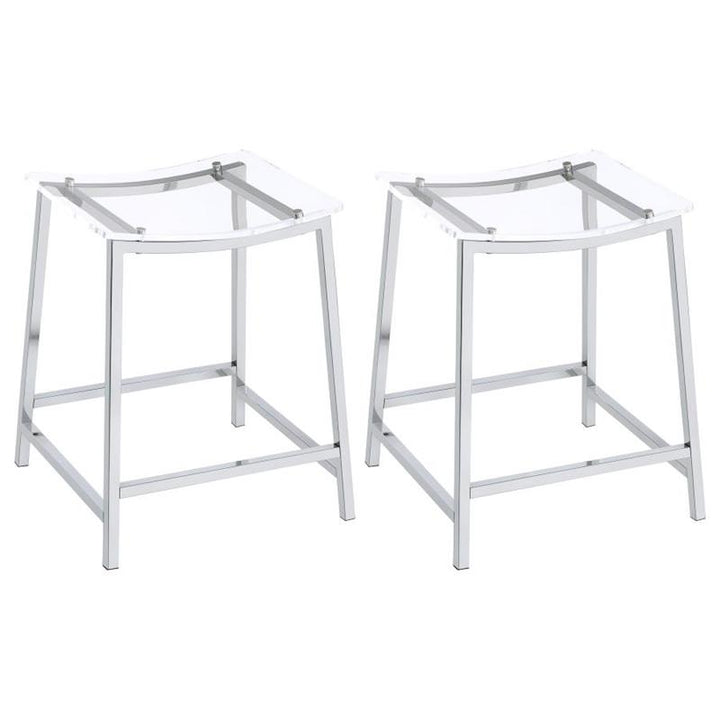 Jovani Acrylic Backless Counter Height Bar Stools Clear and Chrome (Set of 2) (182358)