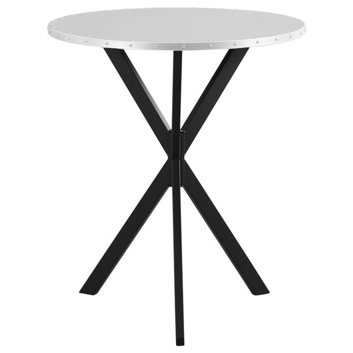 Kenzo Round Metal Top Bar Table Silver and Sandy Black (182861)