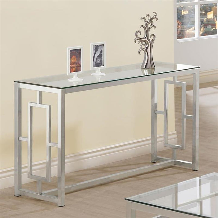 Merced Rectangle Glass Top Sofa Table Nickel (703739)