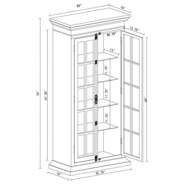 Toni 2-door Tall Cabinet Antique White (910187)
