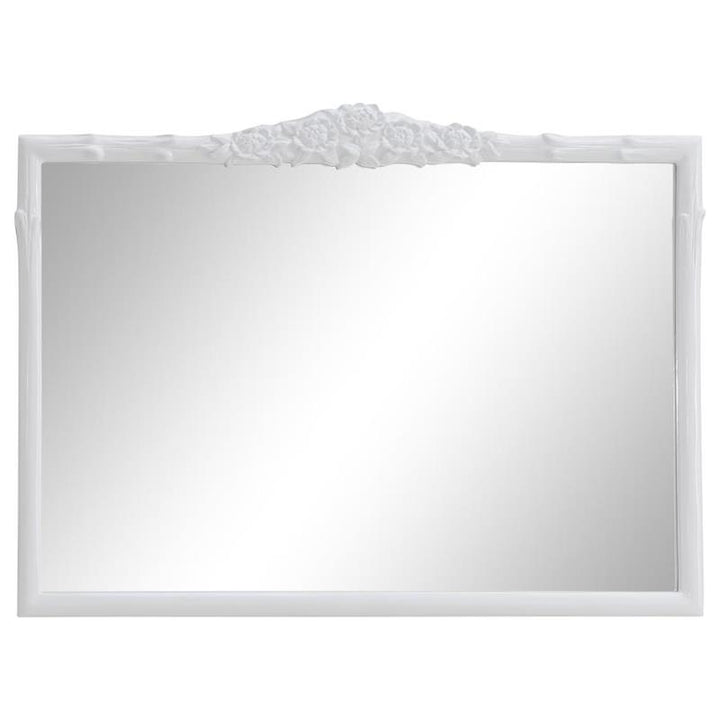 Sylvie French Provincial Rectangular Mantle Mirror White (969531GWT)
