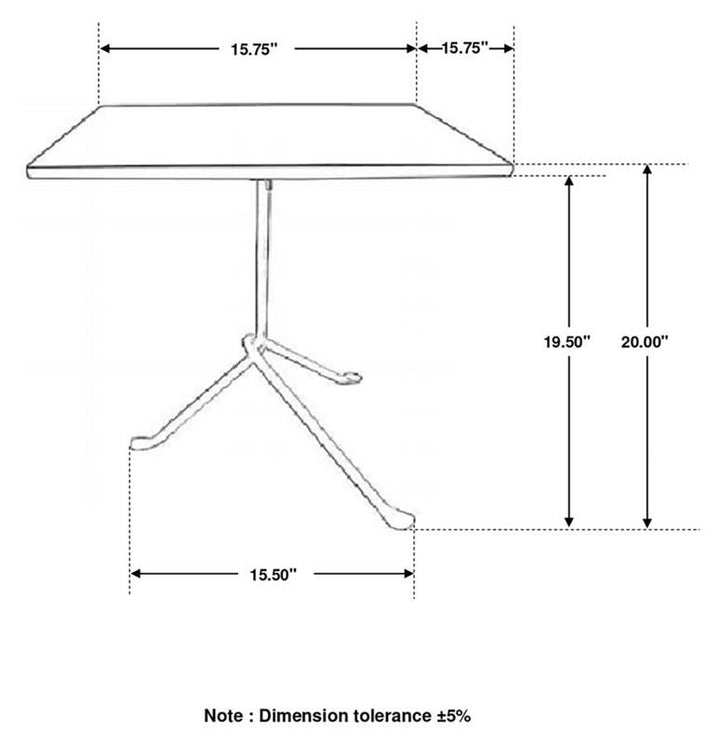 Heitor Square Accent Table with Tripod Legs Dark Brown and Gunmetal (931206)