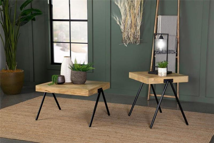 Avery Square End Table with Metal Legs Natural and Black (724317)