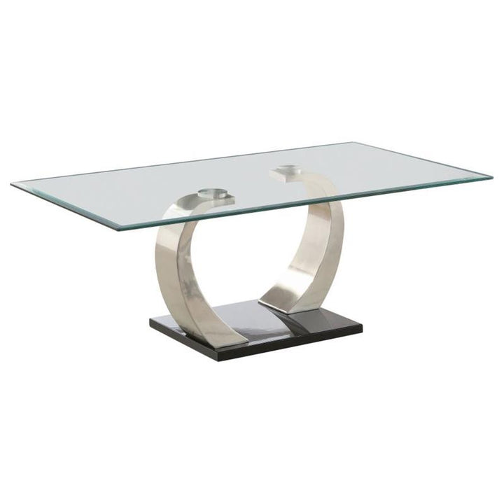 Pruitt Glass Top Coffee Table Clear and Satin (701238)