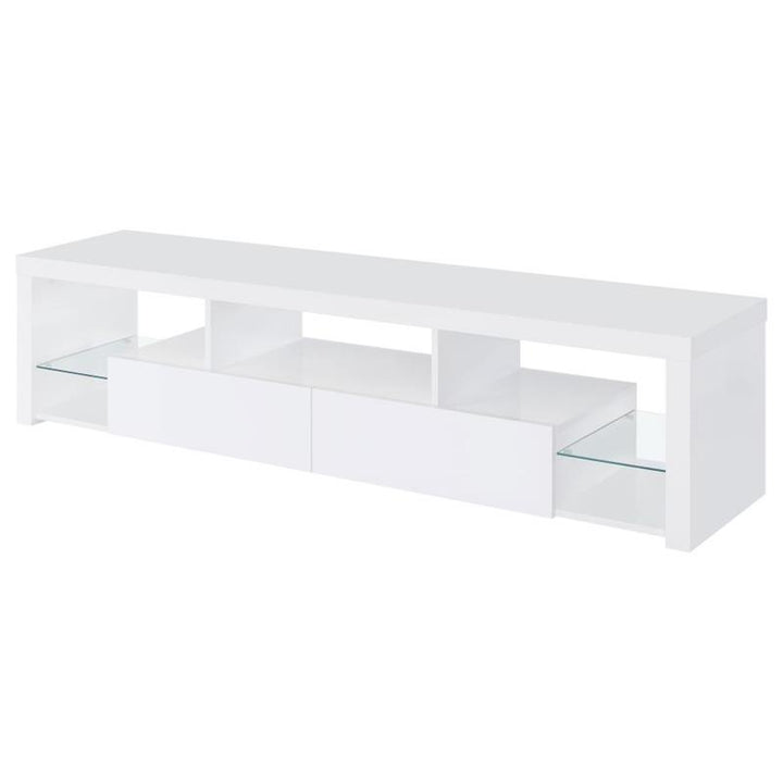 Jude 2-drawer 71" TV Stand With Shelving White High Gloss (704251)