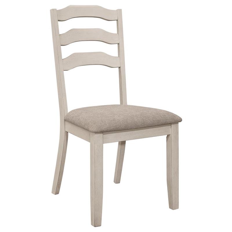 Ronnie Ladder Back Padded Seat Dining Side Chair Khaki and Rustic Cream (Set of 2) (108052)