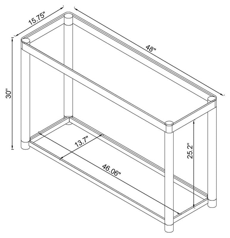 Anne Sofa Table with Lower Shelf Chrome and Clear (720749)